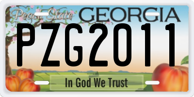 GA license plate PZG2011