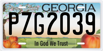 GA license plate PZG2039