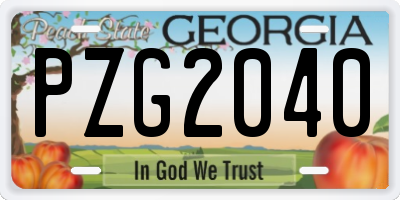 GA license plate PZG2040