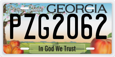 GA license plate PZG2062