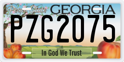GA license plate PZG2075