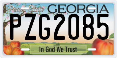 GA license plate PZG2085