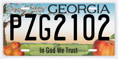 GA license plate PZG2102