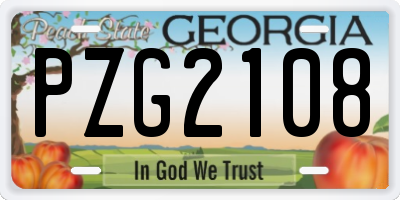 GA license plate PZG2108