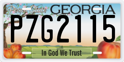 GA license plate PZG2115