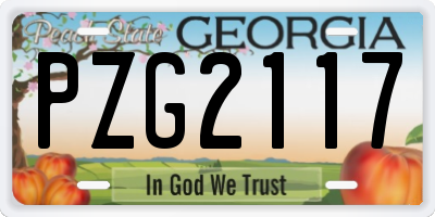 GA license plate PZG2117