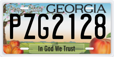 GA license plate PZG2128