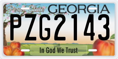 GA license plate PZG2143