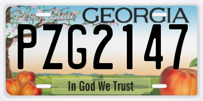 GA license plate PZG2147