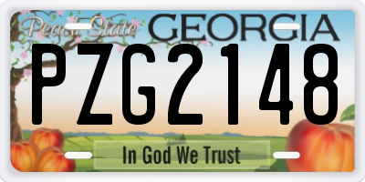 GA license plate PZG2148
