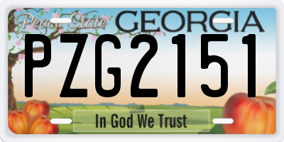 GA license plate PZG2151