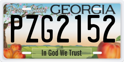 GA license plate PZG2152
