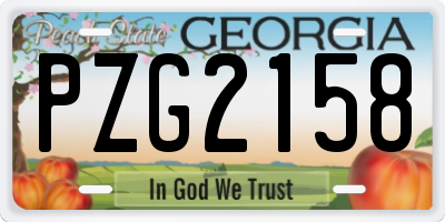 GA license plate PZG2158