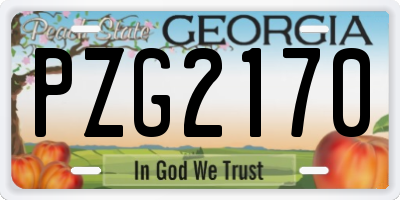 GA license plate PZG2170