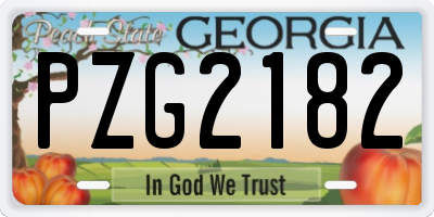 GA license plate PZG2182