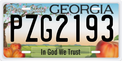 GA license plate PZG2193