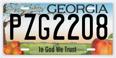 GA license plate PZG2208