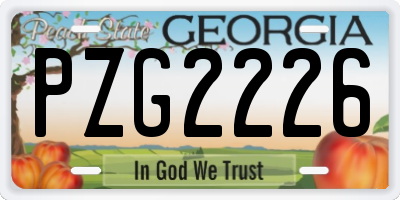 GA license plate PZG2226