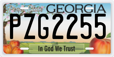GA license plate PZG2255