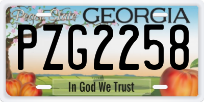 GA license plate PZG2258