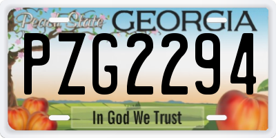 GA license plate PZG2294
