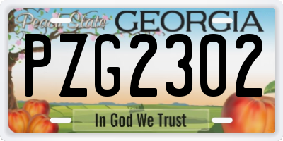 GA license plate PZG2302