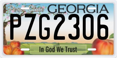 GA license plate PZG2306