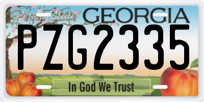 GA license plate PZG2335