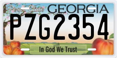 GA license plate PZG2354
