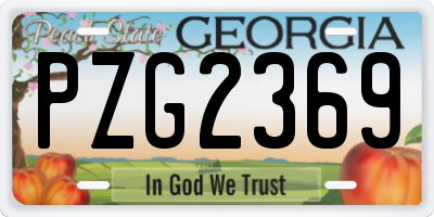 GA license plate PZG2369
