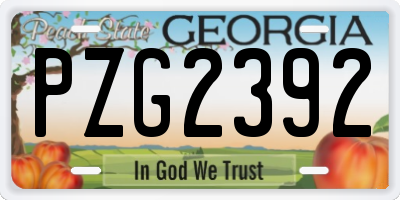 GA license plate PZG2392