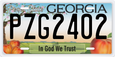GA license plate PZG2402