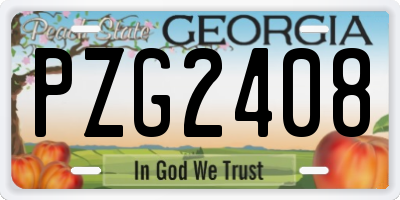 GA license plate PZG2408