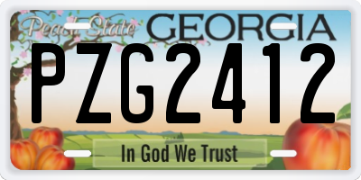 GA license plate PZG2412