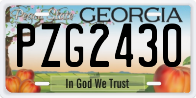 GA license plate PZG2430