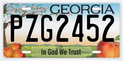 GA license plate PZG2452
