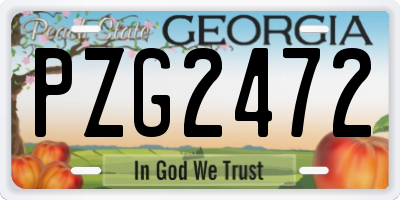 GA license plate PZG2472