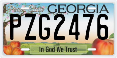GA license plate PZG2476