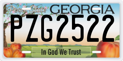 GA license plate PZG2522