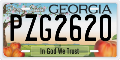GA license plate PZG2620
