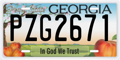 GA license plate PZG2671