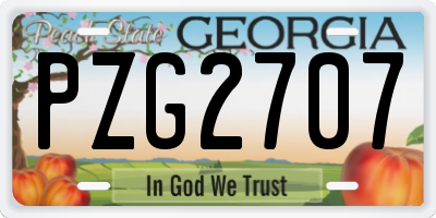 GA license plate PZG2707