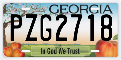 GA license plate PZG2718
