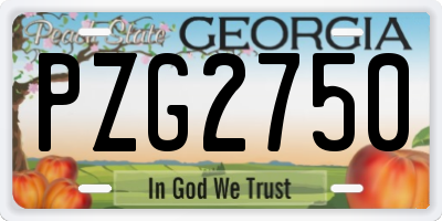 GA license plate PZG2750