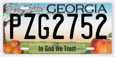 GA license plate PZG2752