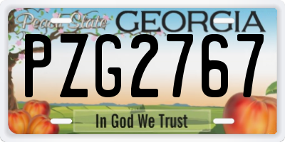 GA license plate PZG2767
