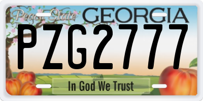 GA license plate PZG2777