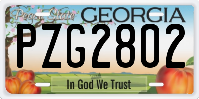 GA license plate PZG2802