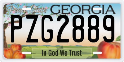 GA license plate PZG2889