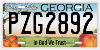 GA license plate PZG2892